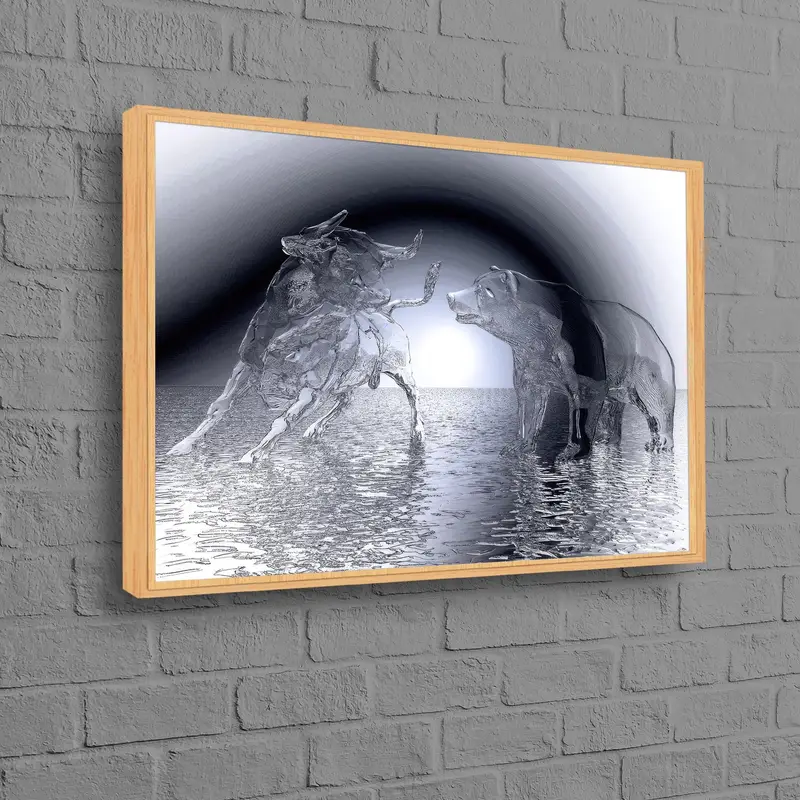 エレガントな抽象的な雄牛と熊のオフィス キャンバス プリント