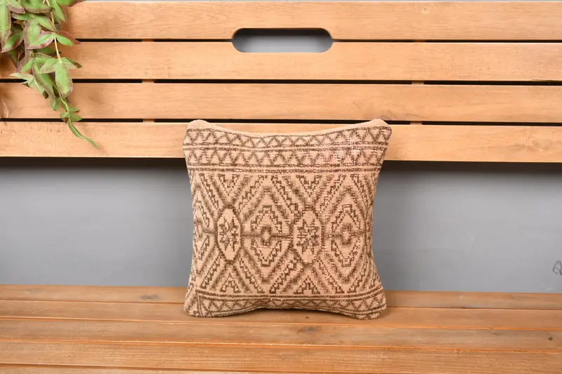 Pastel Cushion Cover, Vintage Pillow, Kilim Pillow, Cushion Cover, Nautical Throw Pillow, Antique Pillows, 12x12 Beige Pillow Cover - 6