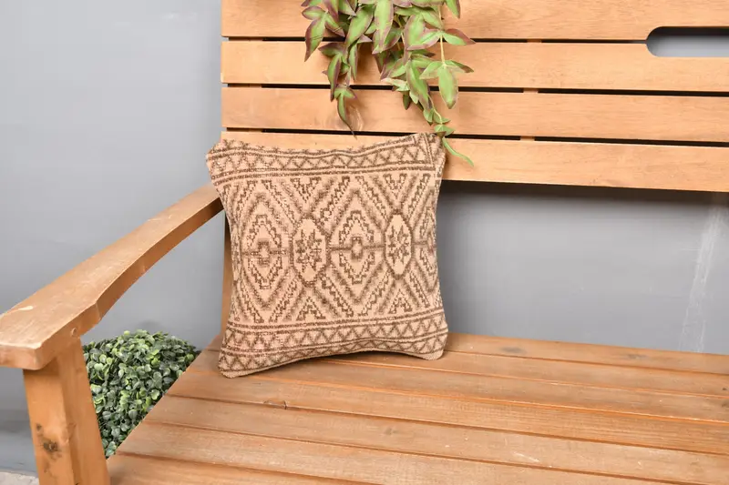 Pastel Cushion Cover, Vintage Pillow, Kilim Pillow, Cushion Cover, Nautical Throw Pillow, Antique Pillows, 12x12 Beige Pillow Cover - 1
