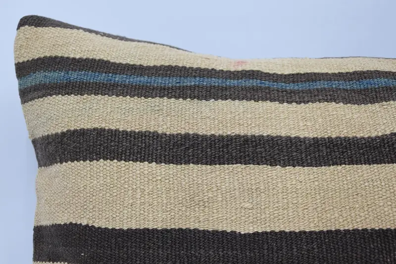 Turkish Pillow, Pillow, Handwoven Pillow Cover Pillow Cover, Handmade Kilim Cushion, Antique Pillows, 16x36 Beige Cushion Cover - 2