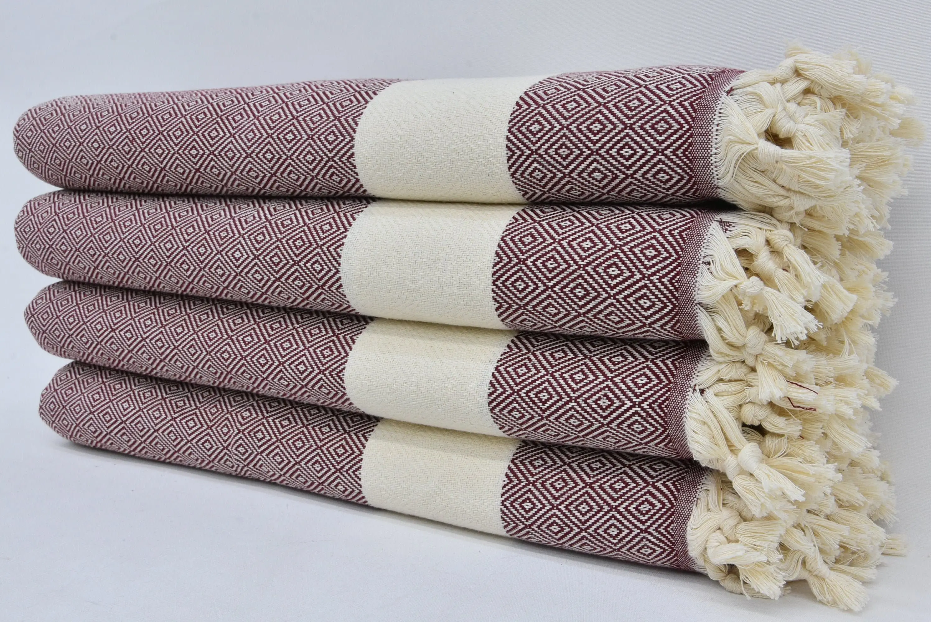 Beach Throw Blanket Turkish Cotton Red Geometric, 78x94 - 1