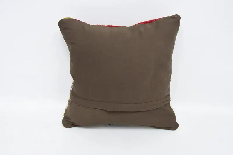 Authentic Pillow Case, Vintage Kilim Throw Pillow, Bolster Cushion, Gift Pillow, 16x16 Red Pillow, Kilim Cushion Sham, Cushion, Patio Pillow Case - 6