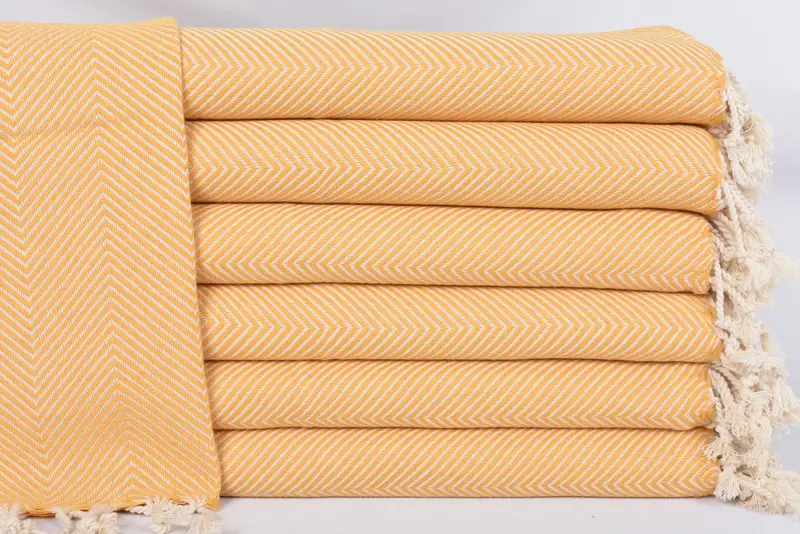 Mustard Herringbone Tea Towel, Personalized Kitchen Towel, 40x20 Inches