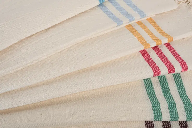 40x71 Organic Cotton Towel, Bath, Beige Stripes, Bachelorette Favor