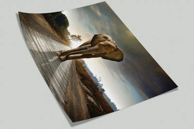 Paper Wall Art ,3d Wall Paper,Bright Wall Paper,Elephant Walking On The Road Wall Mural,Wild Mural,Elephant Wall Painting, - 6