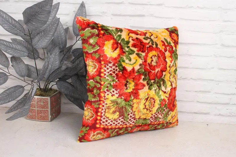 Outdoor Cushion, Pillow Cover, Turkish Rugs Pillow Case, Kilim Cushion Sham, Pillow for Couch, 18x18 Red Cushion Case, Boho Pillow - 3