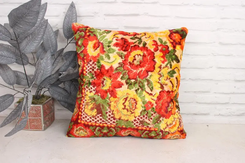 Outdoor Cushion, Pillow Cover, Turkish Rugs Pillow Case, Kilim Cushion Sham, Pillow for Couch, 18x18 Red Cushion Case, Boho Pillow - 1