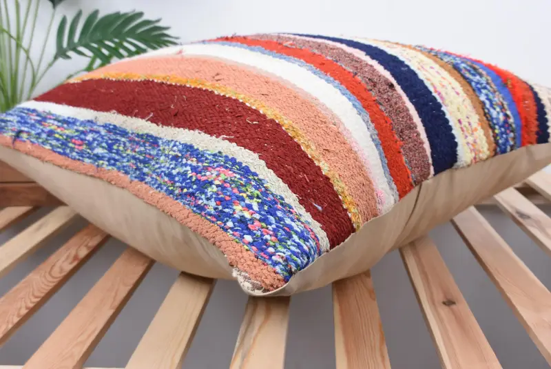 Cubierta de almohada anatoliana, cojín blanco 24x24, cubierta simulada de almohada boho, cubierta de almohada, almohada de kilim turco, almohada de sillón, almohadas antiguas - 6