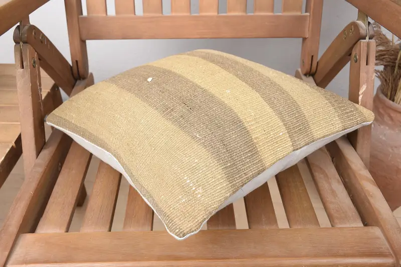 Vintage Pillow, Outdoor Bolster Pillow Cover, Pillow Cover, 14x14 Beige Pillow Sham, Bolster Pillow, Interior Designer Pillow, Turkish Pillow - 4