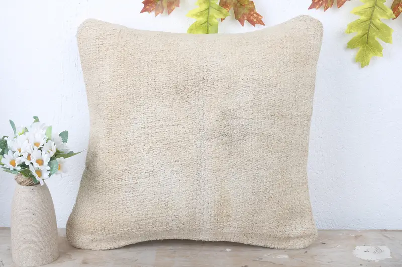 Pillow Sham, Handmade Kilim Cushion, Vintage Pillow, Car Pillow Cover, Pillow for Sofa, Outdoor Bolster Cushion Cover, 16x16 White Cushion Case - 2