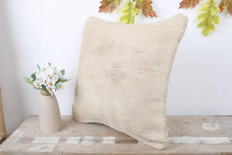 Pillow Sham, Handmade Kilim Cushion, Vintage Pillow, Car Pillow Cover, Pillow for Sofa, Outdoor Bolster Cushion Cover, 16x16 White Cushion Case - 4