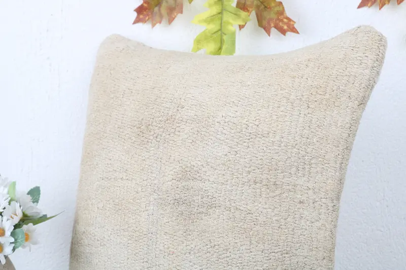 Pillow Sham, Handmade Kilim Cushion, Vintage Pillow, Car Pillow Cover, Pillow for Sofa, Outdoor Bolster Cushion Cover, 16x16 White Cushion Case - 5