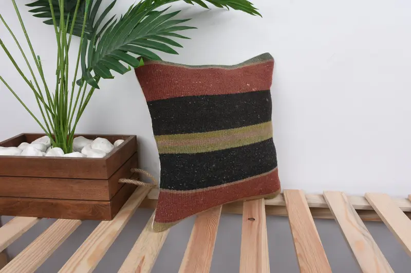 Ikat Pillow, Boho Pillow Sham Cover, 12x12 Red Pillow Cover, Garden Pillow Case, Pillow Case, Throw Kilim Pillow, Pillow for Sofa - 4