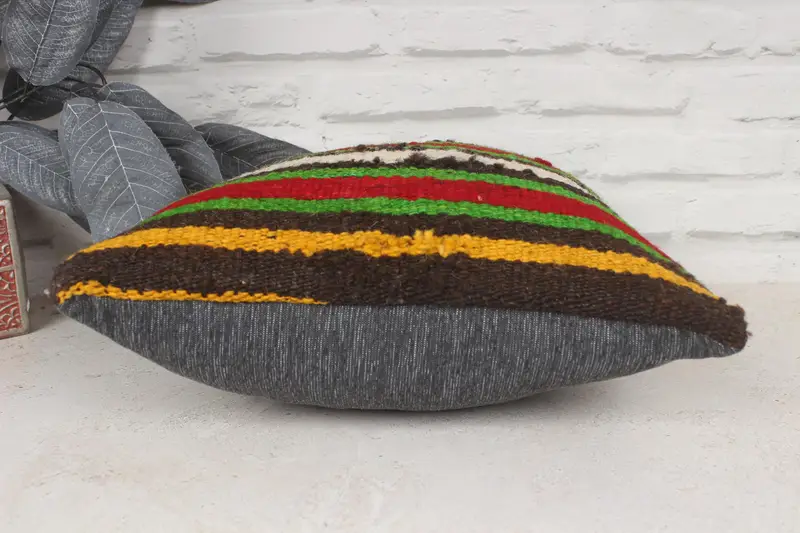 Decorative Throw Pillow Case, Garden Pillow, Cushion, Handmade Kilim Cushion, Kilim Cushion Sham, Vintage Kilim Pillow, 14x14 Red Pillow - 5