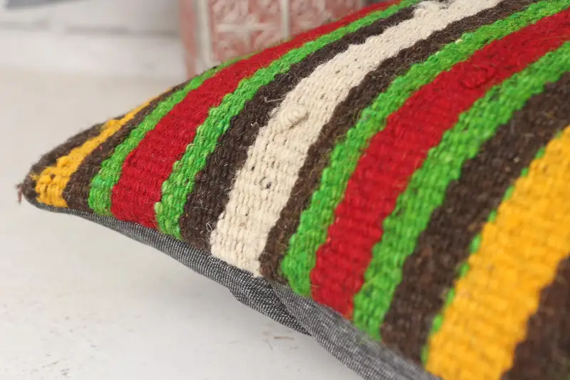 Decorative Throw Pillow Case, Garden Pillow, Cushion, Handmade Kilim Cushion, Kilim Cushion Sham, Vintage Kilim Pillow, 14x14 Red Pillow - 7
