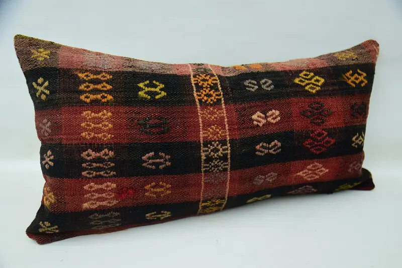 12x24 Red Pillow, Handmade Throw Pillow Sham, Throw Kilim Pillow, Cushion Cover, Rustic Pillow Sham, Boho Pillow, Antique Pillows - 2