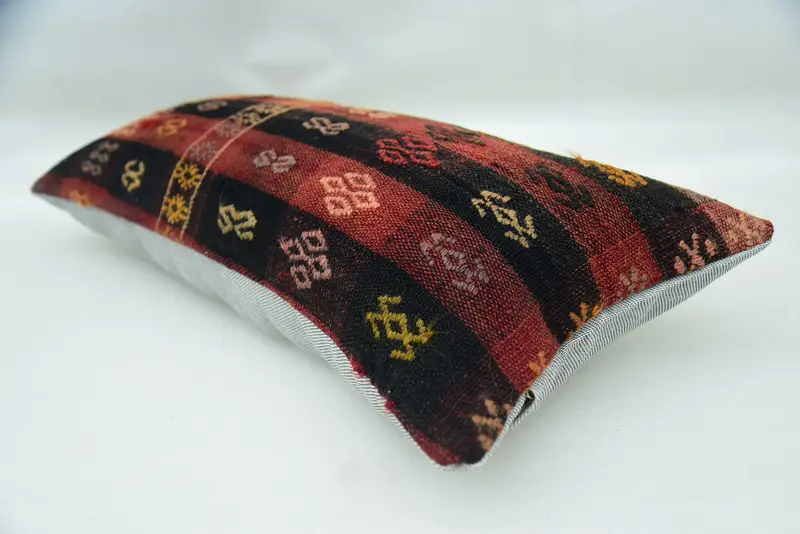 12x24 Red Pillow, Handmade Throw Pillow Sham, Throw Kilim Pillow, Cushion Cover, Rustic Pillow Sham, Boho Pillow, Antique Pillows - 6