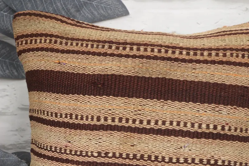Authentic Pillow Cover, Handmade Kilim Cushion, Pillow Cover, Boho Pillow Sham Cover, 14x14 Beige Cushion, Home Decor Pillow - 2