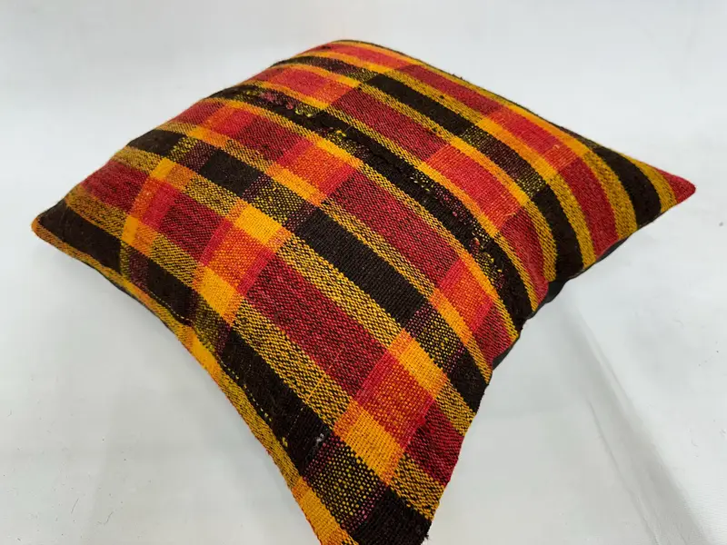 Vintage Kilim Pillow, Traditional Pillow, Antique Pillows, Throw Kilim Pillow, 20x20 Red Pillow Sham, Knitted Cushion, Cushion Case - 6
