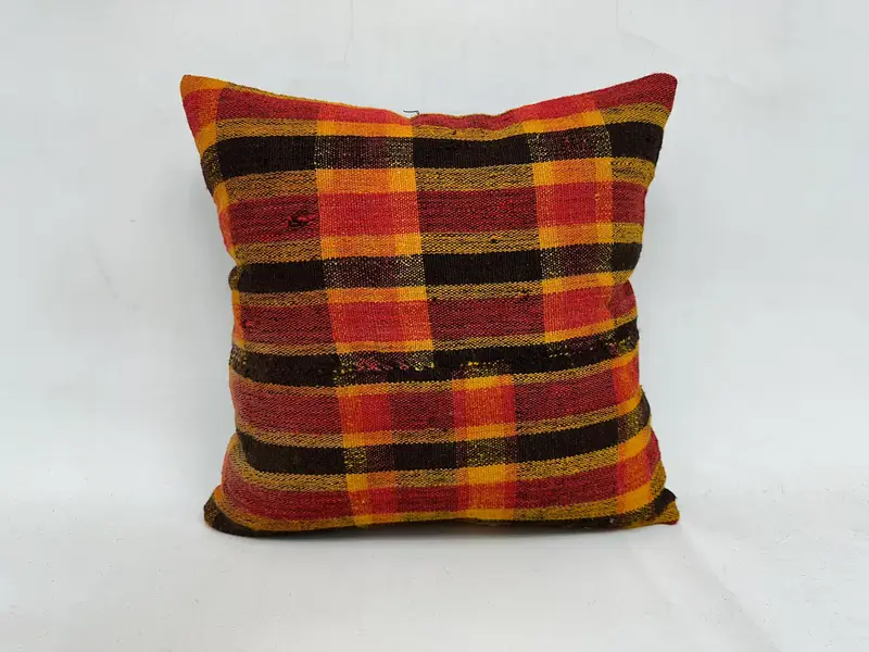 Vintage Kilim Pillow, Traditional Pillow, Antique Pillows, Throw Kilim Pillow, 20x20 Red Pillow Sham, Knitted Cushion, Cushion Case - 1