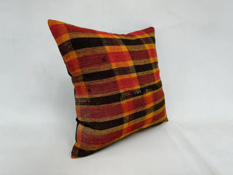 Vintage Kilim Pillow, Traditional Pillow, Antique Pillows, Throw Kilim Pillow, 20x20 Red Pillow Sham, Knitted Cushion, Cushion Case - 3