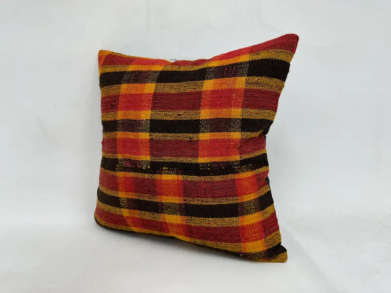 Vintage Kilim Pillow, Traditional Pillow, Antique Pillows, Throw Kilim Pillow, 20x20 Red Pillow Sham, Knitted Cushion, Cushion Case - 4