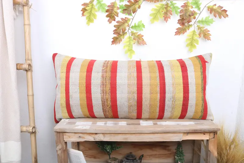 Pillow Case, Home Decor Pillow, Christmas Cushion, Neutral Pillow Sham, Kilim Cushion Sham, Boho Pillow Sham Cover, 16x36 White Pillow - 1