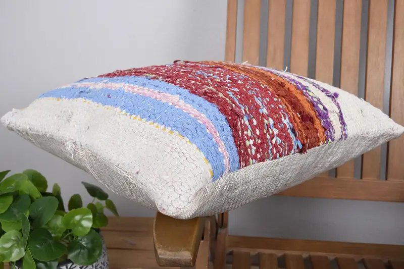 Cotton Pillow Sham, Antique Pillows, Cushion Cover, 18x18 Red Cushion Case, Morroccon Kilim Cushion Cushion Cover, Pillow for Sofa, Vintage Pillow - 6