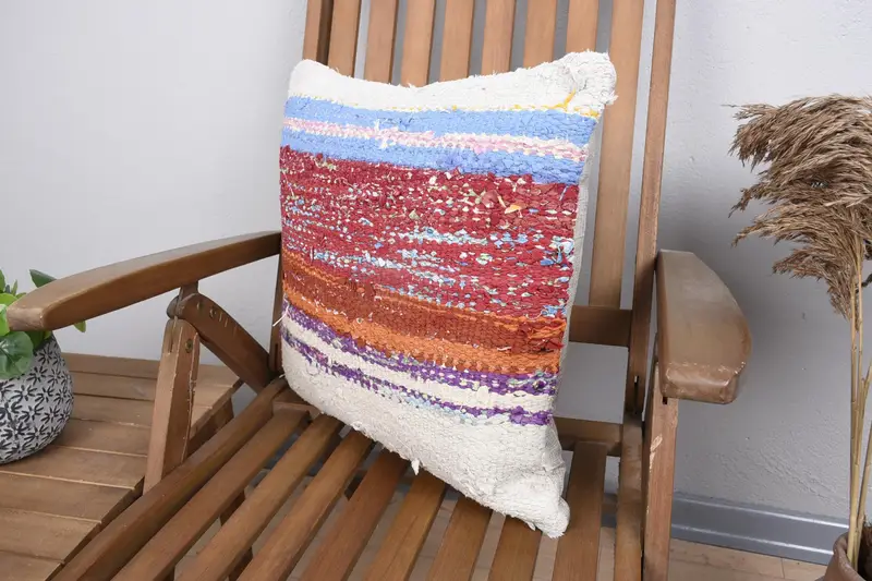 Cotton Pillow Sham, Antique Pillows, Cushion Cover, 18x18 Red Cushion Case, Morroccon Kilim Cushion Cushion Cover, Pillow for Sofa, Vintage Pillow - 3