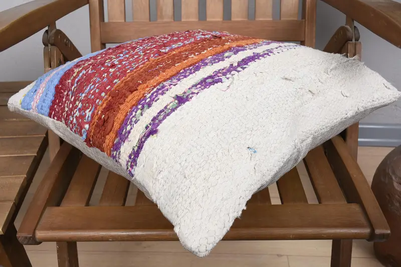 Cotton Pillow Sham, Antique Pillows, Cushion Cover, 18x18 Red Cushion Case, Morroccon Kilim Cushion Cushion Cover, Pillow for Sofa, Vintage Pillow - 4