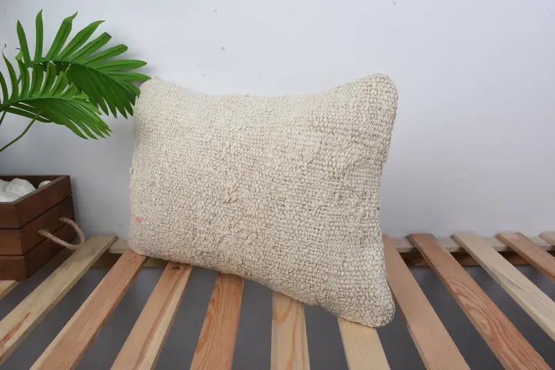 Interior Designer Pillow, Handmade Kilim Cushion, Throw Kilim Pillow, Neutral Throw Pillow Sham, 12x20 Beige Pillow Sham, Cushion Case, Muted Pillow - 5