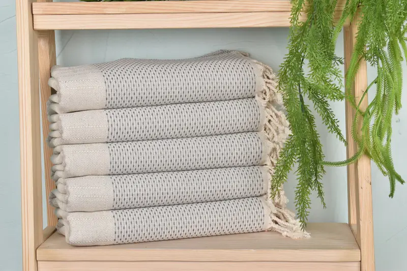 Turkish Bath Towel Polka Dot Dark Gray Cotton, 40x71 Inches