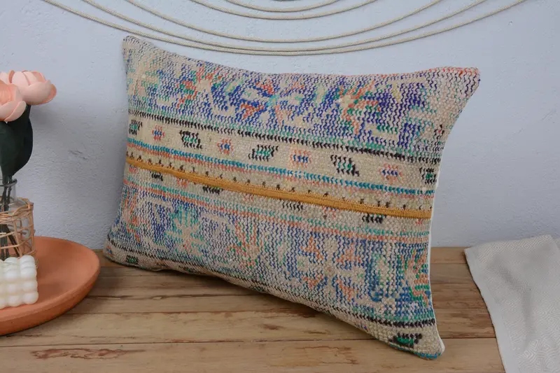 Pillow for Sofa, Turkish Pillow, 16x24 Blue Cushion Case, Interior Designer Pillow, Accent Pillow, Southwestern Cushion Cover, Pillow Case - 4