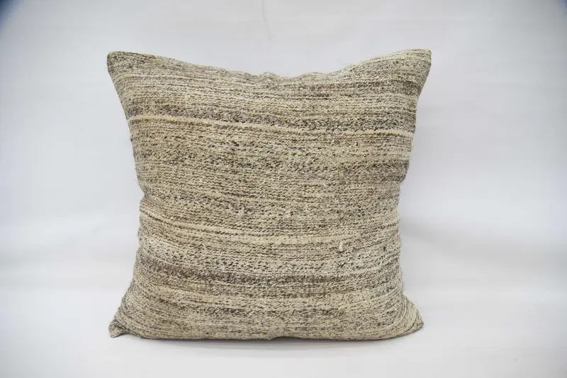 Aztec Pillow Case, Ethnical Kilim Rug Pillow, Boho Pillow Sham Cover, Pillow Sham, Handmade Kilim Cushion, 32x32 Brown Pillow Cover - 1