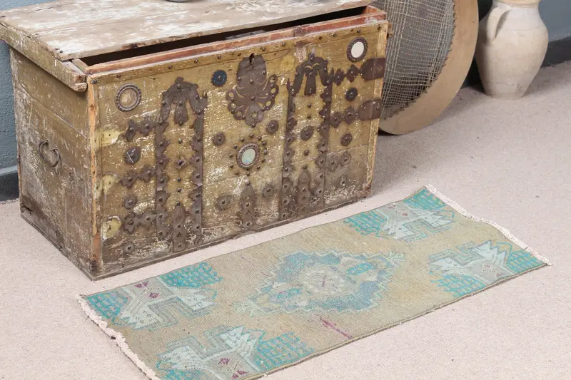 Alfombra de cuadros amarillos y verdes, decoración elegante de 1,4 x 3,3 pies