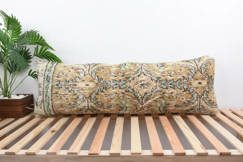 Pillow Sham, Vintage Kilim Pillow, Muted Pillow Sham, Kilim Cushion Sham, Turkish Pillow, Car Pillow Sham, 16x48 Red Pillow Sham - 1