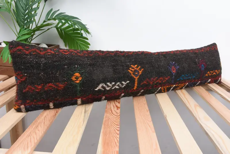 Kilim Pillow Cover, Bolster Throw Pillow Cover, Antique Pillows, 8x36 Brown Pillow Case, Pillow Sham, Throw Kilim Pillow - 4