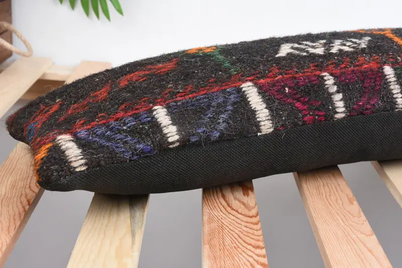 Kilim Pillow Cover, Bolster Throw Pillow Cover, Antique Pillows, 8x36 Brown Pillow Case, Pillow Sham, Throw Kilim Pillow - 6