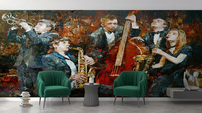 Custom Wall Paper, Bright Wall Paper, 3d Wall Paper, , Abstract Wall Poster, Music Room Wall Paper, Music Wall Poster, - 3