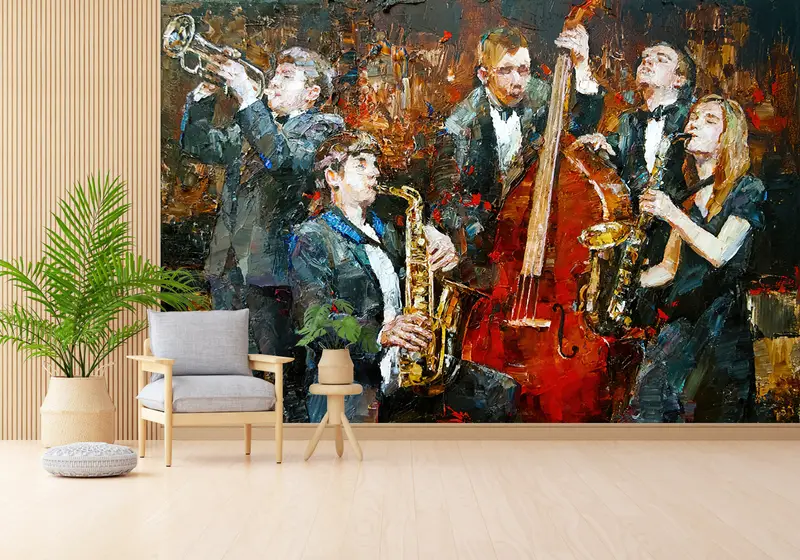 Custom Wall Paper, Bright Wall Paper, 3d Wall Paper, , Abstract Wall Poster, Music Room Wall Paper, Music Wall Poster, - 4