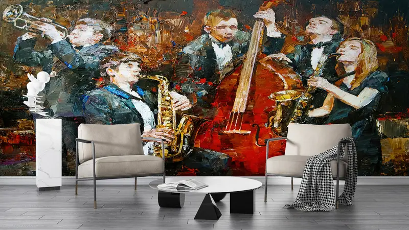 Custom Wall Paper, Bright Wall Paper, 3d Wall Paper, , Abstract Wall Poster, Music Room Wall Paper, Music Wall Poster, - 6