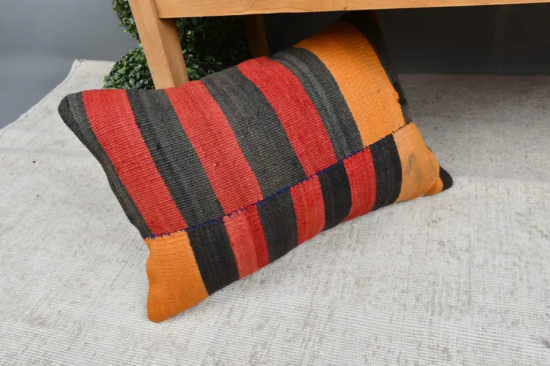 Lounge Throw Pillow, Home Decor Pillow, Turkish Pillow, Retro Throw Cushion, Cushion Case, 16x24 Red Pillow Cover, Antique Pillows - 7