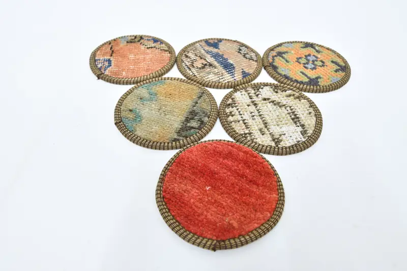 Bohemian Round Coaster Set, Red and Green Coasters