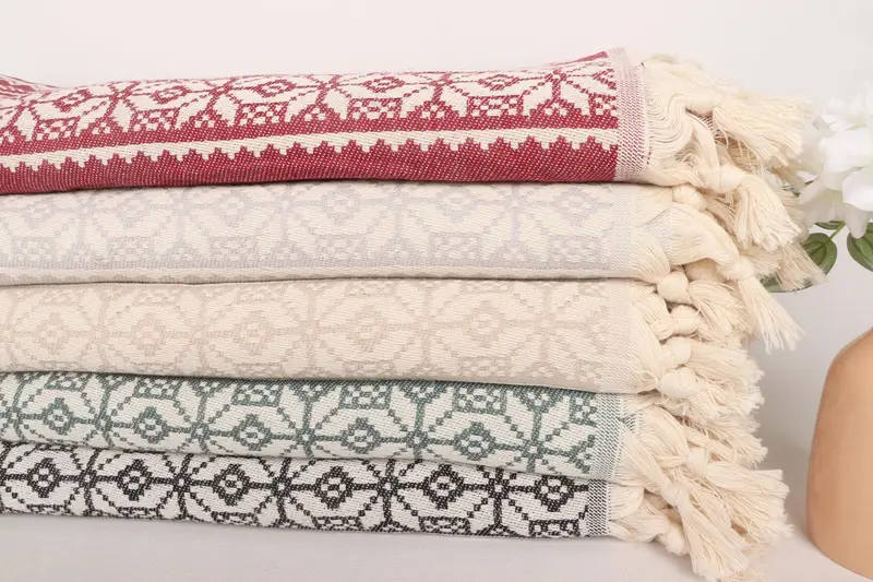 Custom Beach Blanket, 96x88 Cotton Christmas Design, Woven Throw Blanket, Custom Blanket, Deer Pattern Towel, Tablecloth, Turkish Cotton Blanket - 2