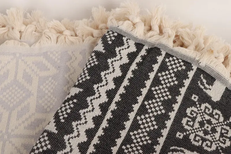 Custom Beach Blanket, 96x88 Cotton Christmas Design, Woven Throw Blanket, Custom Blanket, Deer Pattern Towel, Tablecloth, Turkish Cotton Blanket - 7