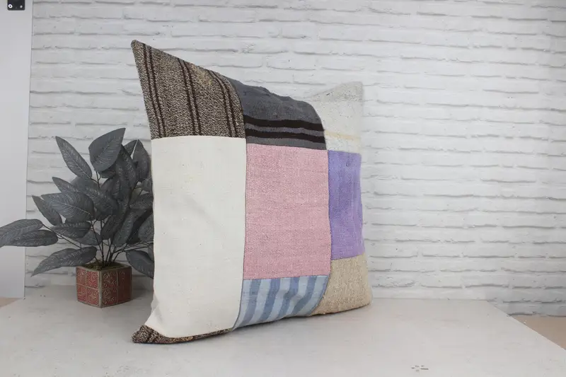 32x32 Pink Pillow, Pillow Cover, Ethnical Kilim Rug Pillow, Outdoor Throw Pillow Sham, Boho Pillow Sham Cover, Antique Pillows - 3