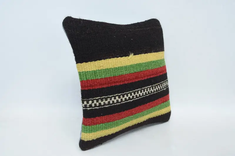 Couch Pillow Sham, Kilim Pillow, 12x12 Brown Pillow Sham, Gift Pillow, Throw Kilim Pillow, Cushion Cover, Sofa Pillow Case, Sustainable Cushion - 3