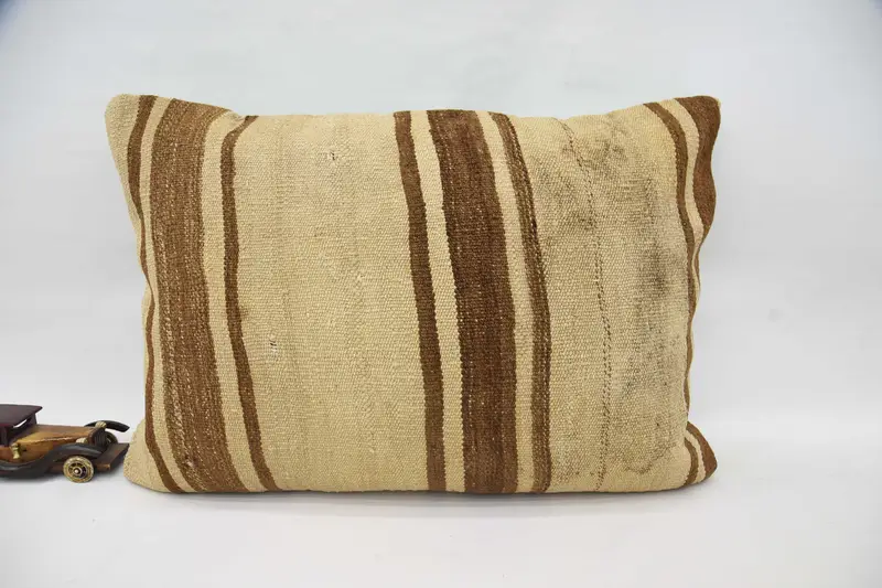 Throw Beige Farmhouse Cushion, Striped 20x28 inch Moroccan Pillow Cover - 1
