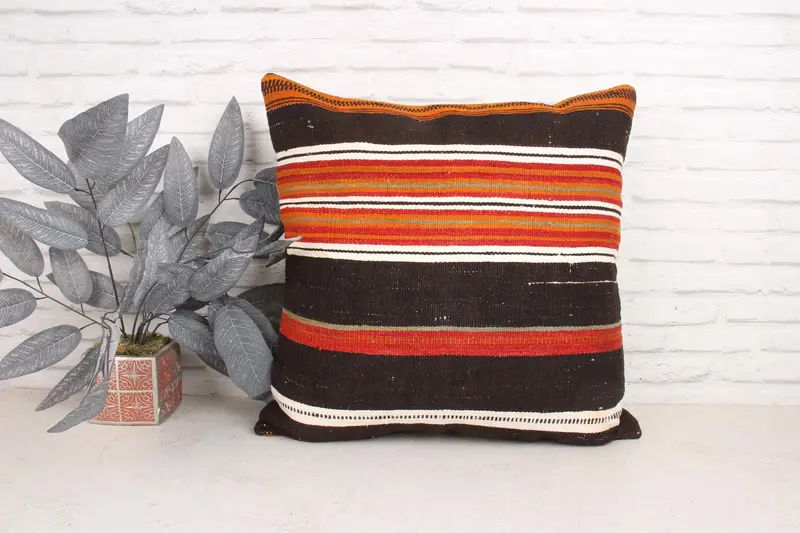 Turkish Pillow, Nomadic Cushion Case, 24x24 White Pillow Sham, Antique Pillows, Custom Pillow, Interior Designer Pillow, Pillow Cover, Cotton Pillow - 1