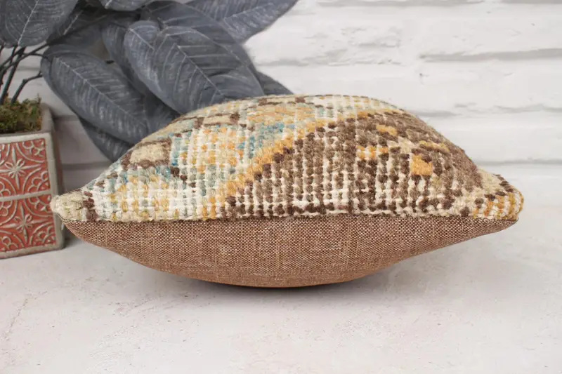 Kilim Pillow Cover, Ethnical Kilim Rug Pillow, 12x12 Beige Pillow Case, Cushion Cover, Boho Pillow Sham Cover, Shabby Chic Pillow, Colorful Cushion - 5